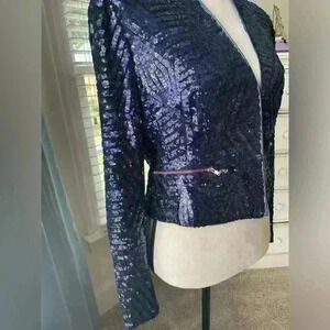 Xtaren Navy Sequins Jacket Size Large (fits like a medium size 4-6)